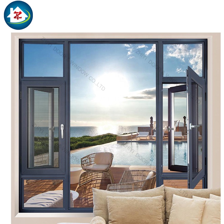 European Aluminum Casement Window Wholesale Modern Triple Glazed Hurricane Impact French Folding Sliding Glass for Home Villa