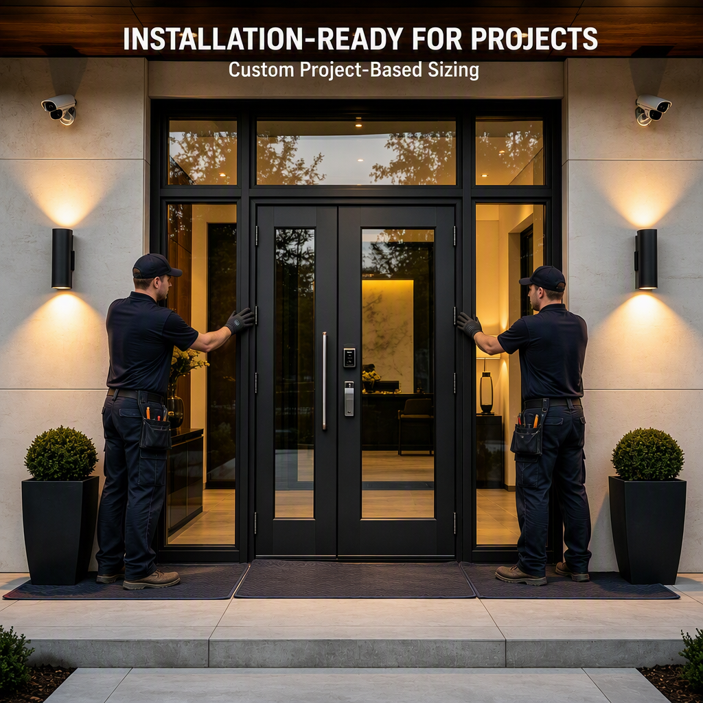 Thermal Break Aluminum Security Entry Door Glazed Ballistic Glass Waterproof Exterior Front Door