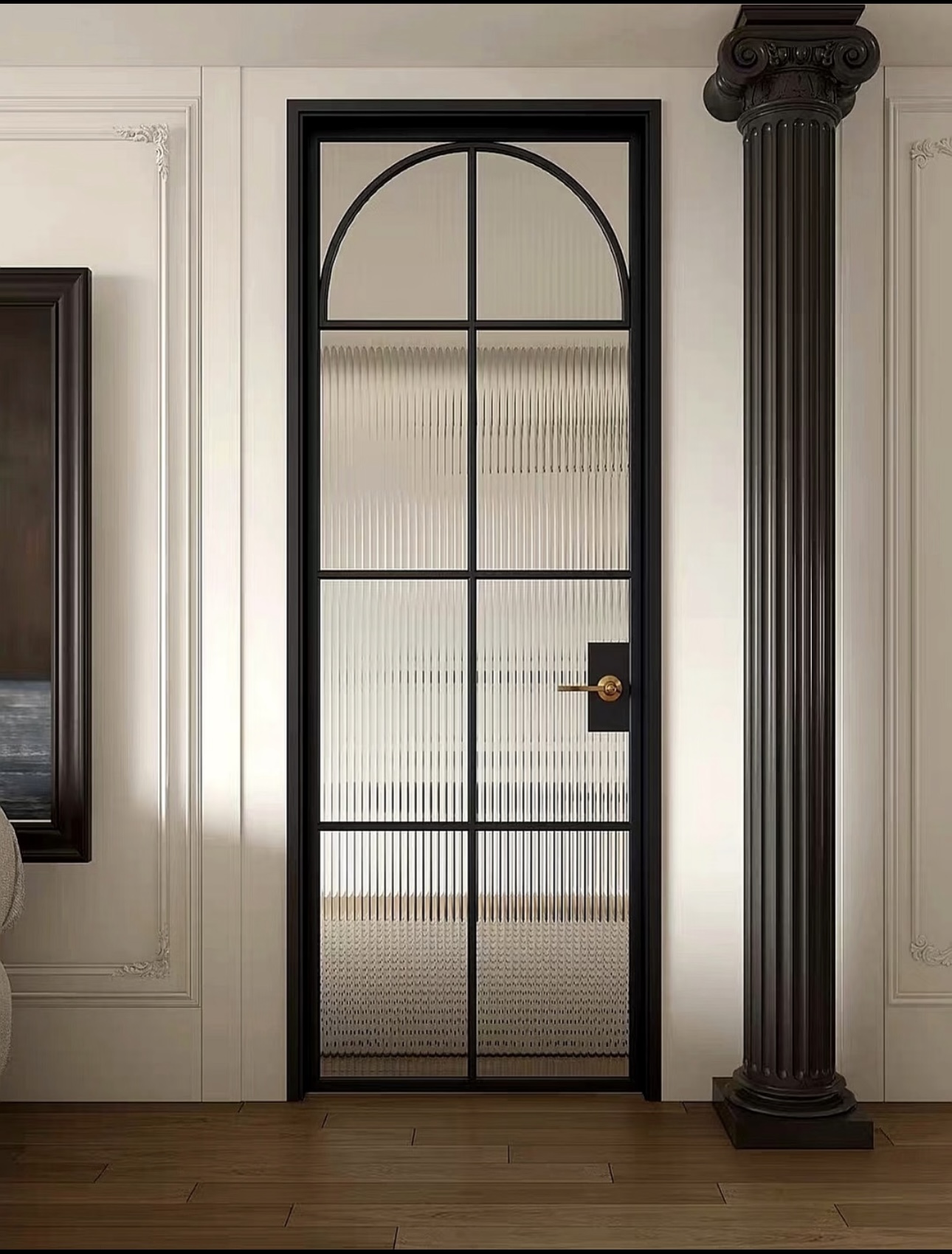 Minimalist Crittall Style Aluminum Interior Door Single Glazed Waterproof Bathroom Door for Luxury Villa and Hotels