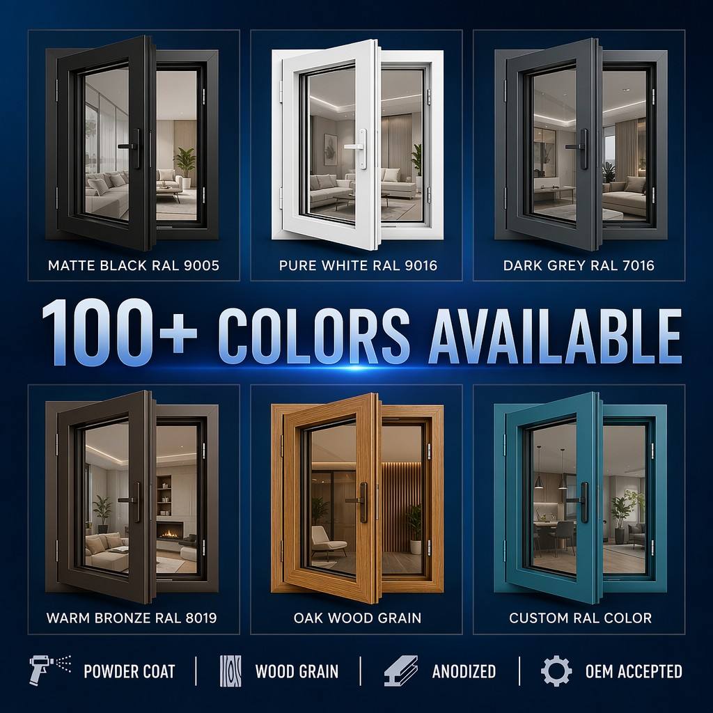 Modern Aluminum Casement Window Built-In Flyscreen Mesh Triple Glazed Swing Outward Anti-Insect Ventilation Soundproof Window