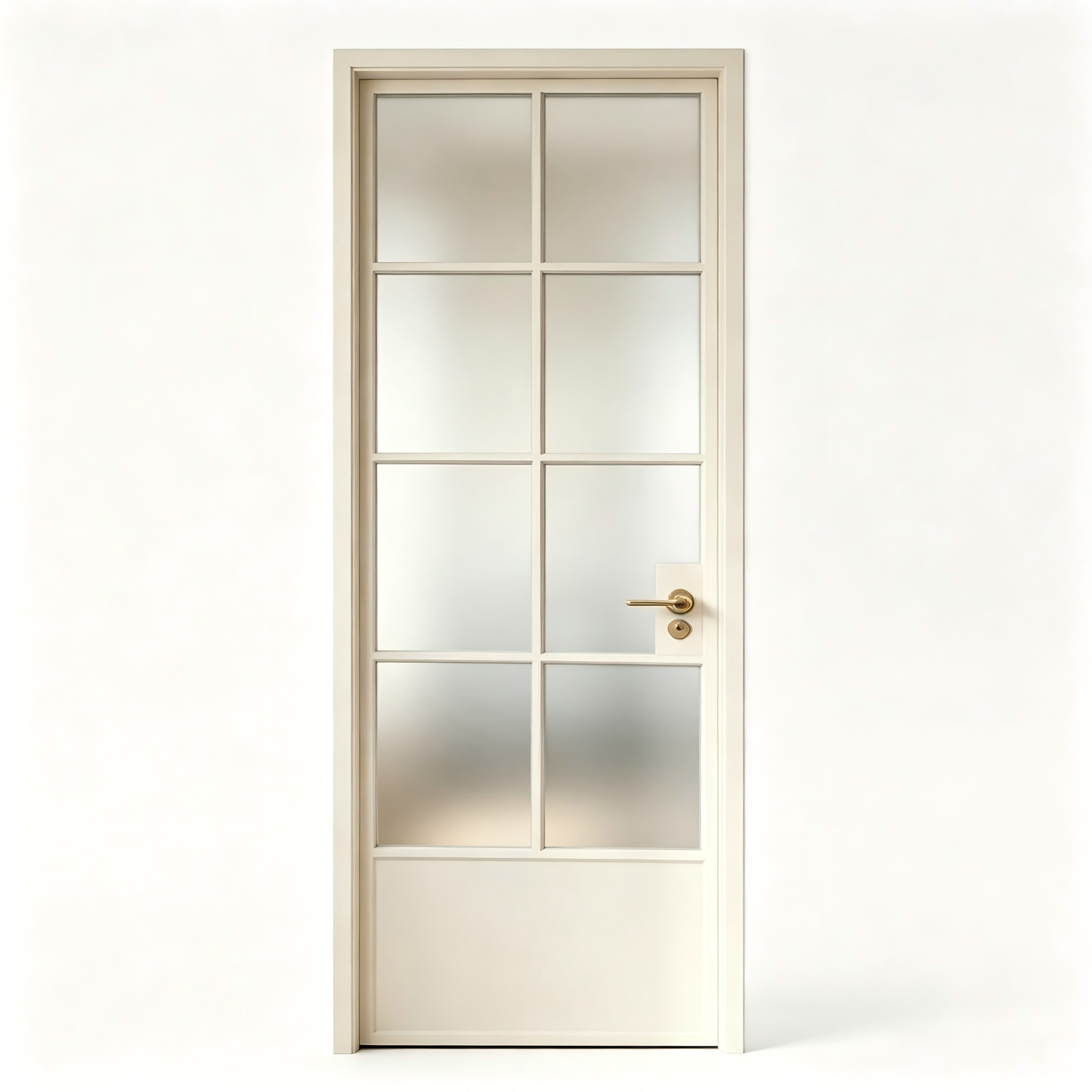 Aluminum Bathroom Door Swing Frosted Tempered Glass ISO9001 Waterproof Scratch Resistant Slim Frame Bedroom Kitchen Minimalist
