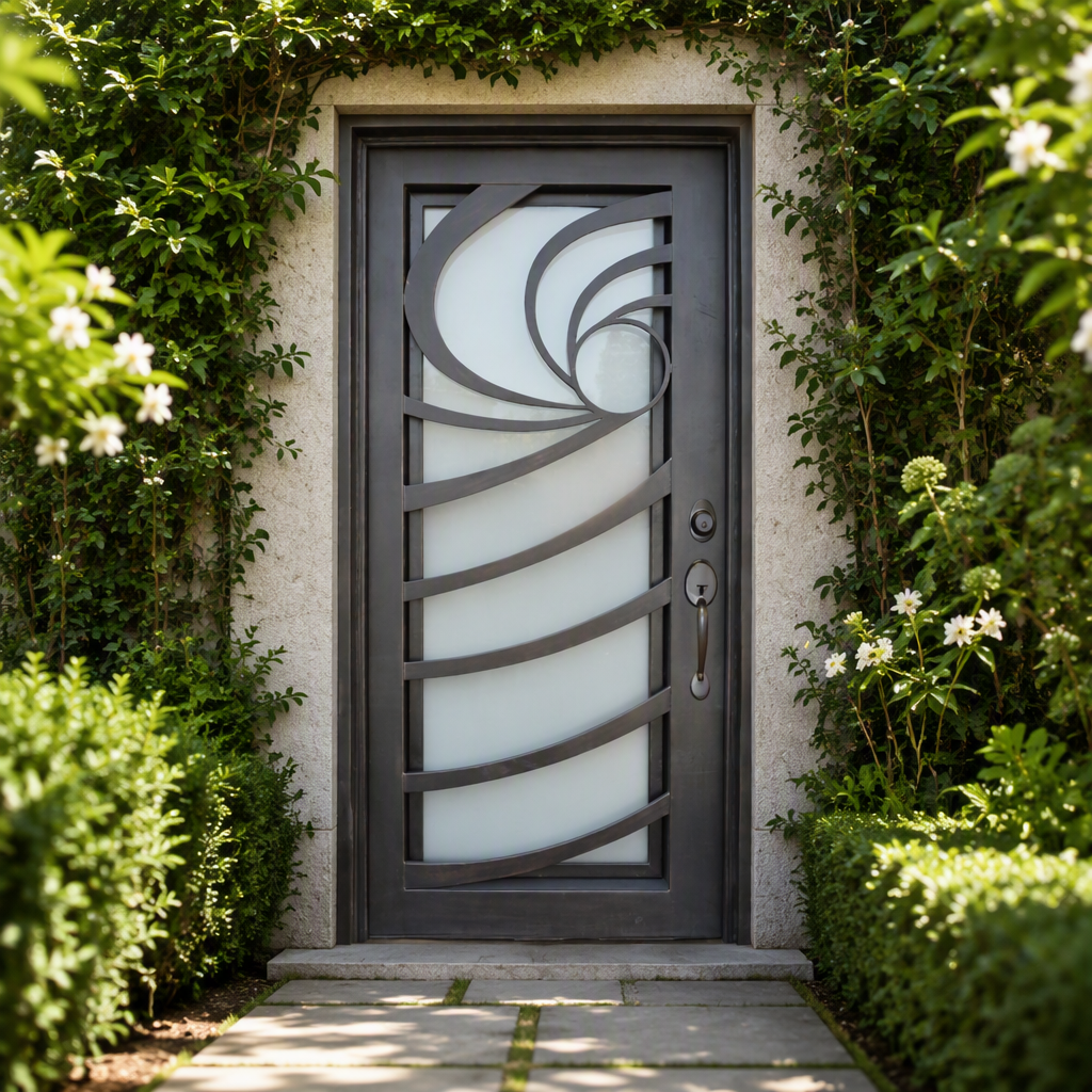Anti-Theft Steel Geometry Doors Exterior Double Front Entry Door Thermal Insulation Insulated Glass Southwestern Design Villa