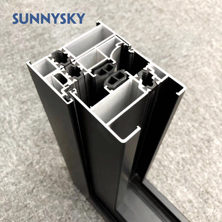 Sunnysky NFRC Customizable Etched Glass Windows Aluminum Clad Wood Bevelled Glass Window and Door