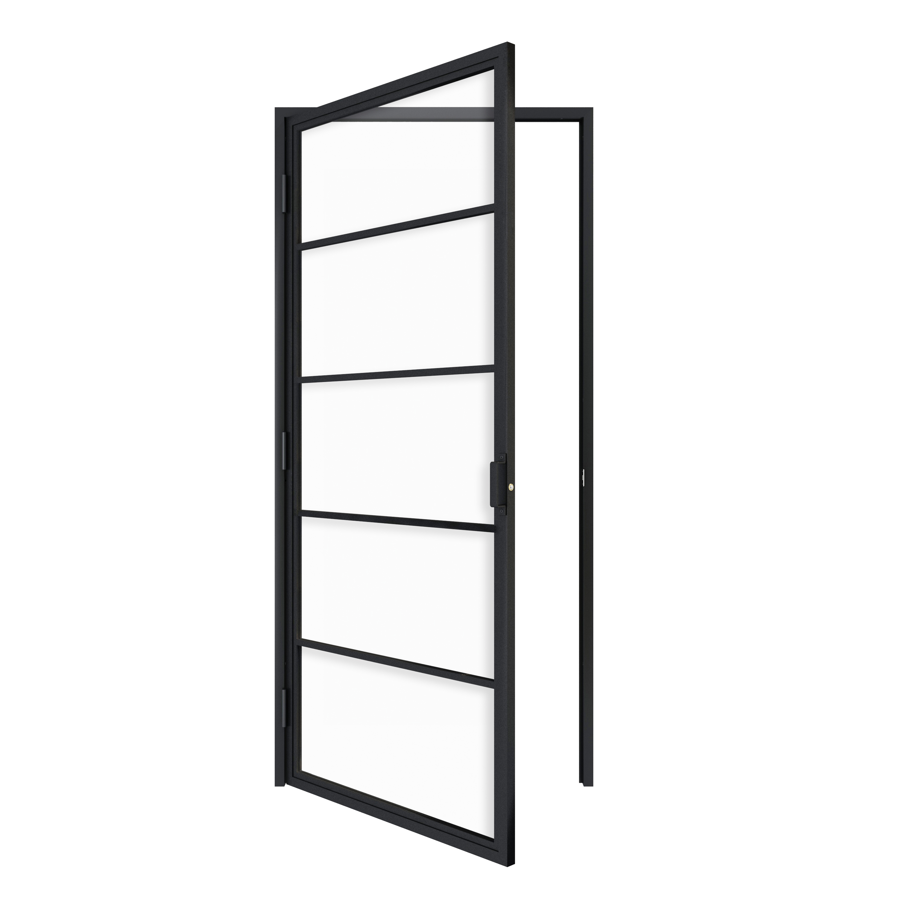Interior French Loft Style Hinged Glass Door Swing Black Steel Frame Glass Barn Door