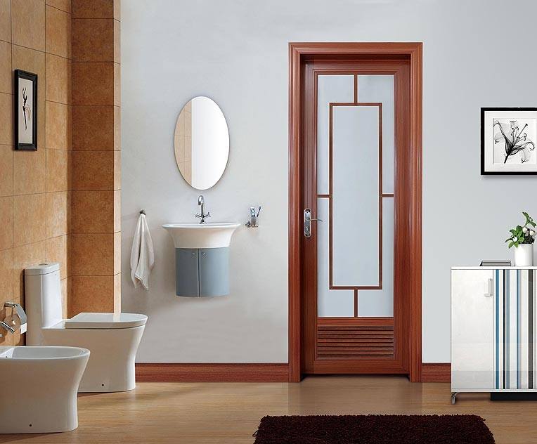 Aluminum bathroom door overview