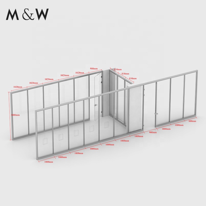 M&amp;W Factory Manufacturer Glass Wall Panels Dividers Double Modular Aluminium Frame Office Partition
