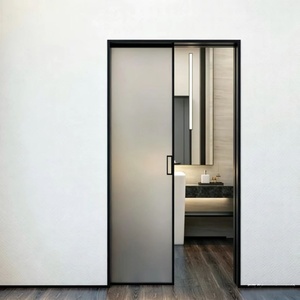 Frosted Tempered Glass Pocket Sliding Door Aluminum Alloy Waterproof For Bedroom Kitchen