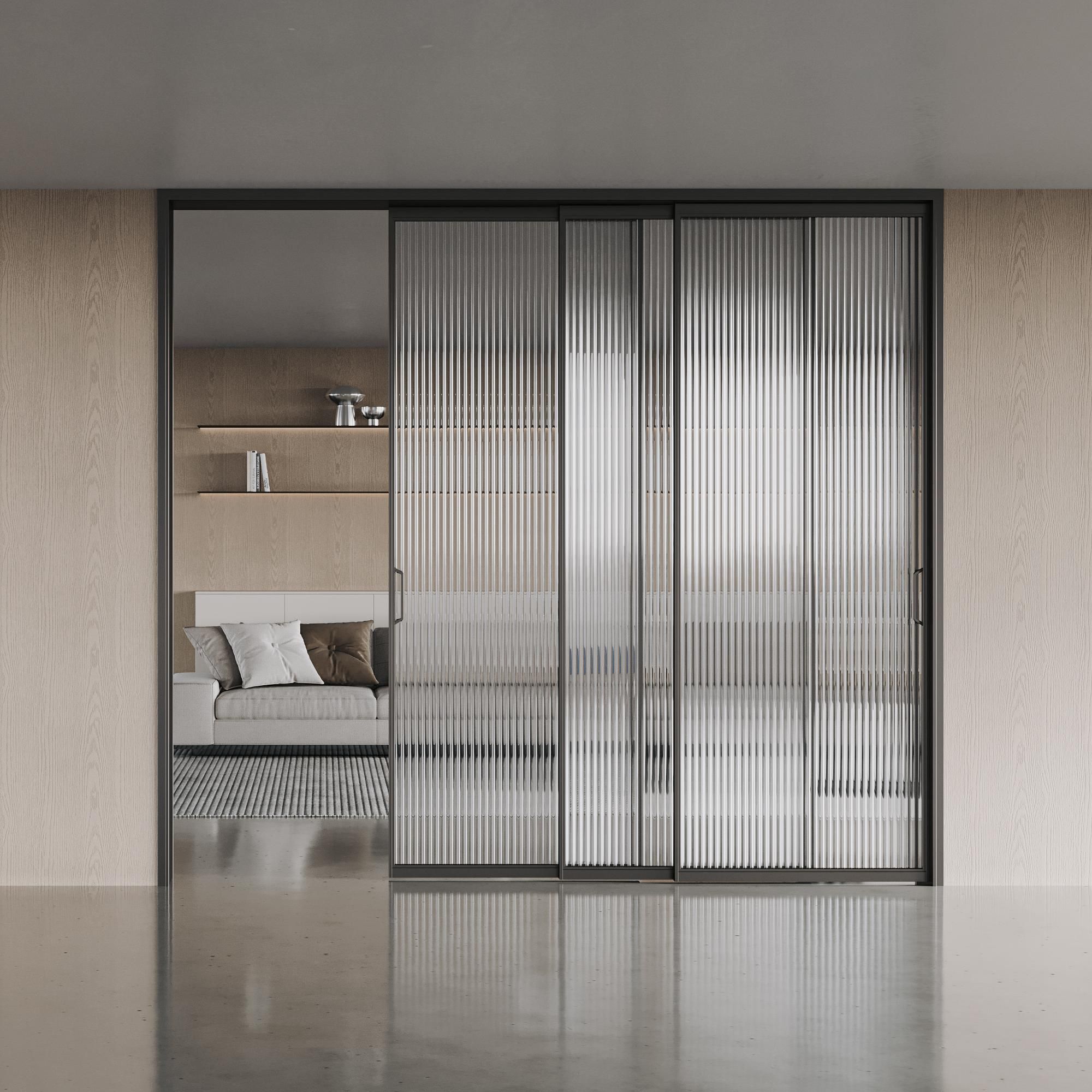 Modern Chinese Style Aluminum Sliding Door Aluminum Alloy Fiberglass Screen Netting Bathroom Living Room