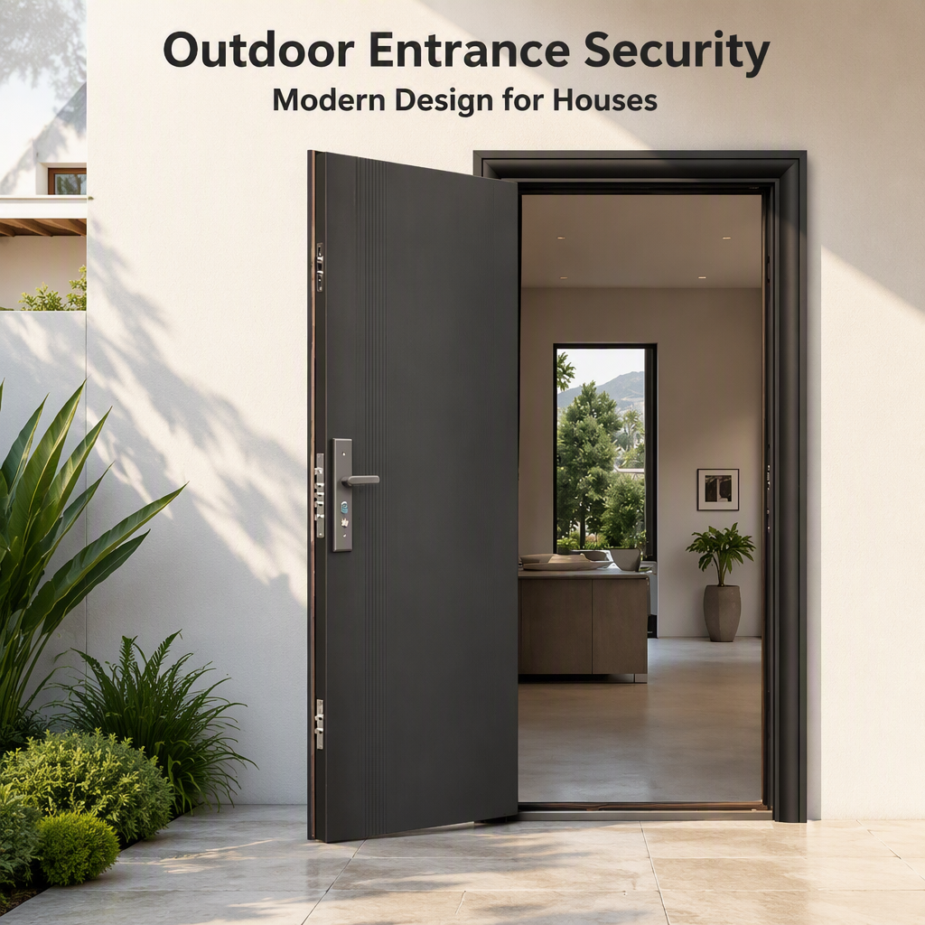 Modern Style Steel Entrance Door Finished Anti-theft Security Door Commercial Apartment Entry Side Opening Exterior Fire Garden