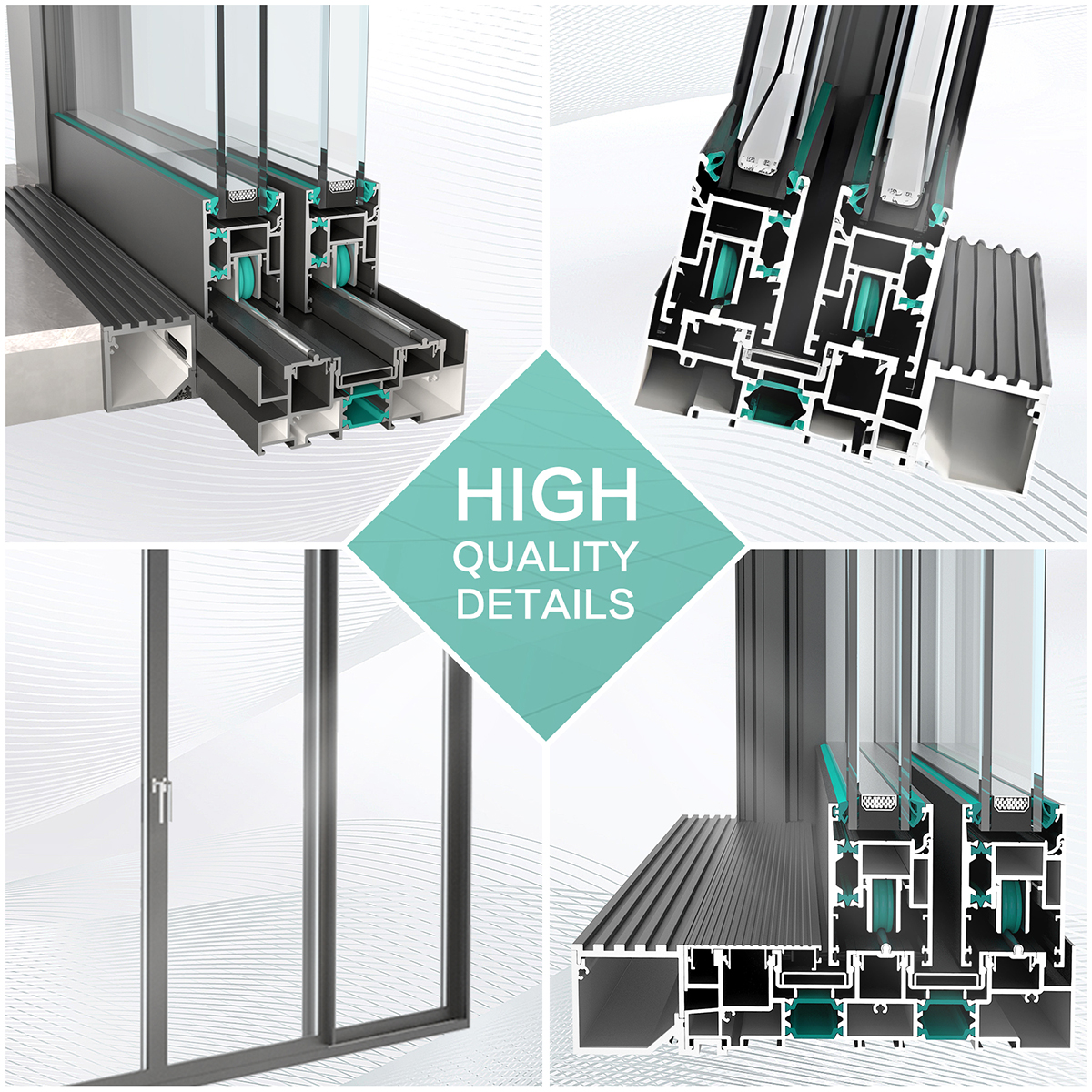 SUNGYE Sliding Balcony Patio Door High Quality Full View Aluminum Framed Energy-Efficient Doors