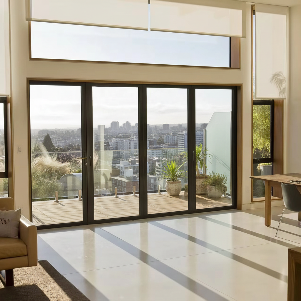 Modern Waterproof Aluminum Alloy Foldable Door with Fiberglass Screen 5 Year Warranty for Bedroom Hotel Villa &amp; Supermarket Use
