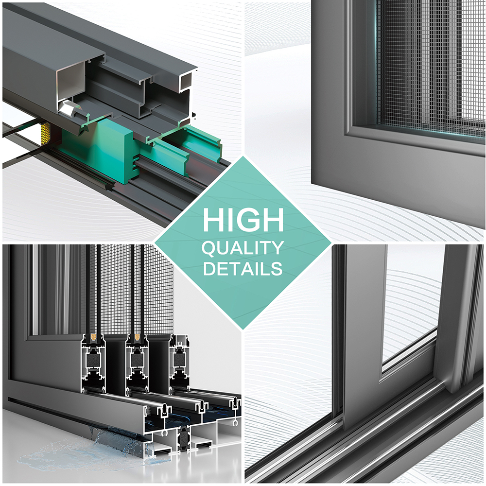 SUNGYE Hurricane Impact Double Glazed Profile Windows And Doors Frame Glass Aluminium Sliding Window