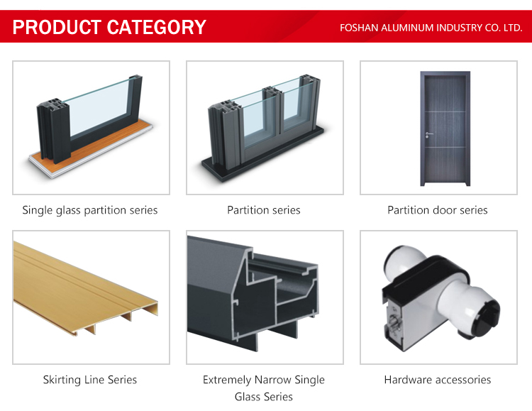 Sliding Glass Door Office Partition with Aluminum Profile System