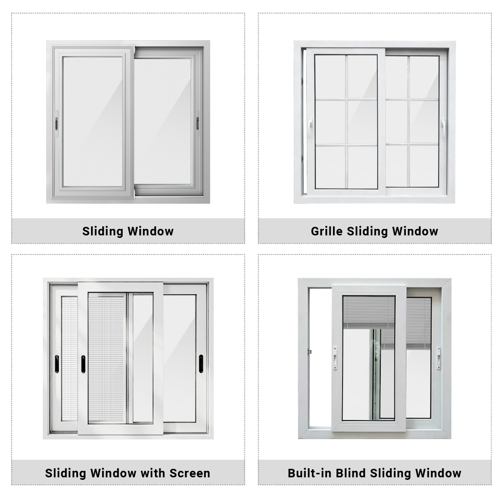 High Quality Hurricane Impact Soundproof PVC Sliding Window Balcony Exterior UPVC Glass Sliding Window