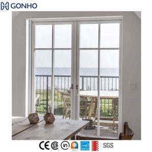 Aluminum Durable Interior Casement Doors Exterior Security Entrance Aluminum Casement Glass Door 2 Panel