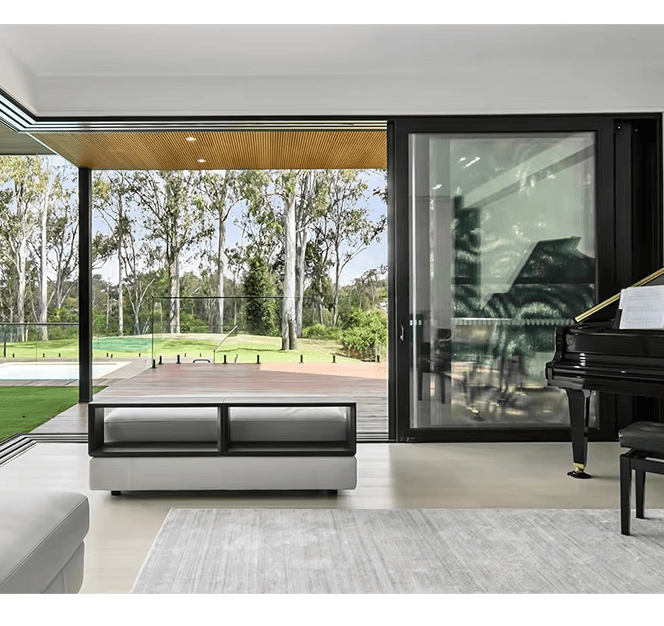 BOCHARM Modern Villa Soundproof Aluminum Thermal Break Insulated Double Tempered Glass Pocket Stack Doors Track Living Room