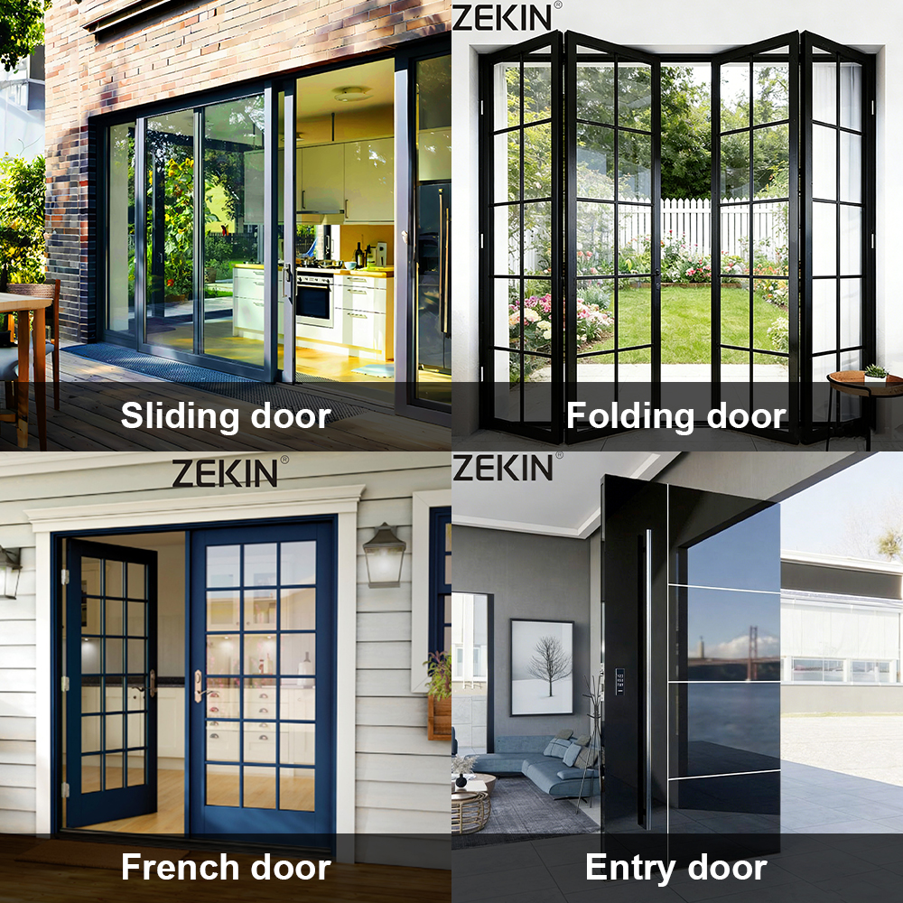 ZEKIN Modern Style Main Entrance Door Aluminum Entry Front Doors Against Theft Bulletproof Security Door