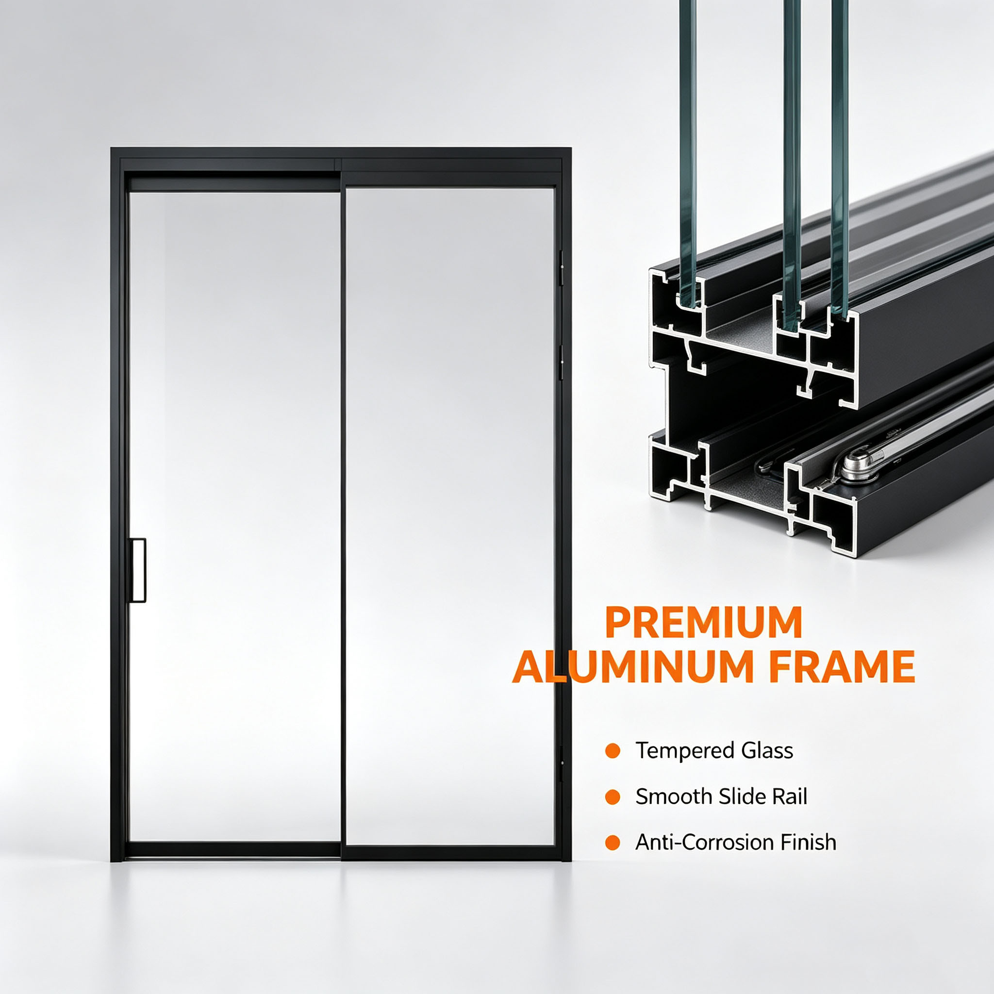 Modern Minimalist Custom Silent Track Waterproof 5 Year Warranty 6063-T5 Aluminum Alloy Triple Action Sliding Door For Balcony