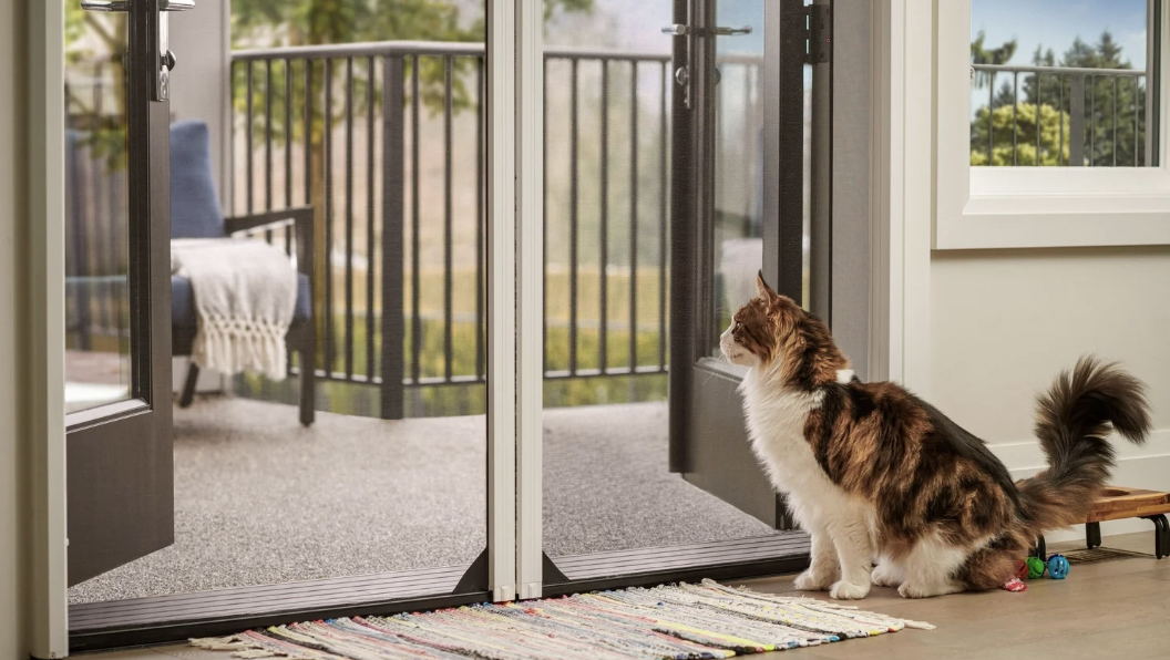 Aluminum Frame Fly Screen Door Fiberglass Mesh Lightweight Rust-Resistant Light Luxury Design 3-Year Warranty-Excellent