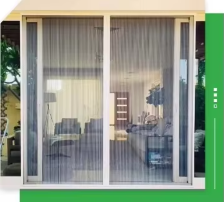 Sturdy Construction Pleated Folding Fly Mesh Aluminium Frame Anti Insect Polyester Screen Door