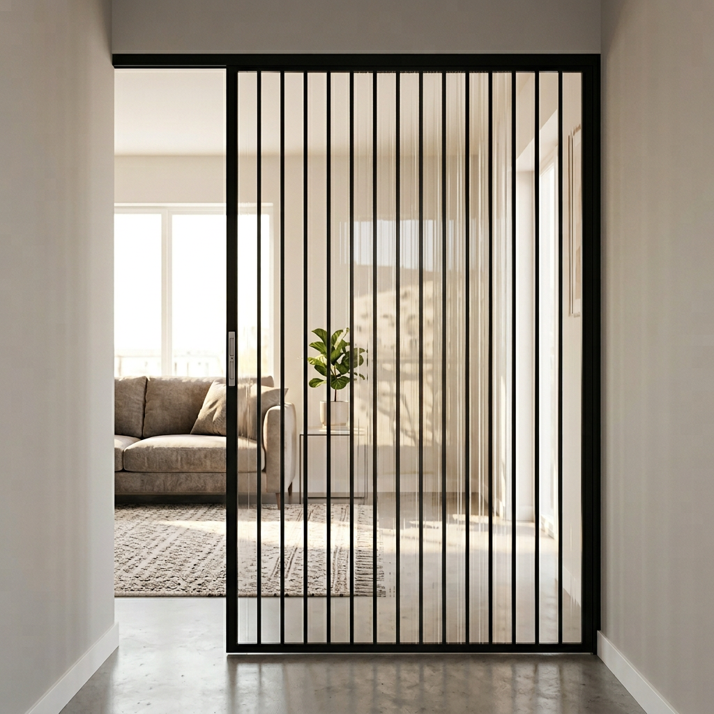 Aluminum & PVC Frame Clear Acrylic Sliding Folding Retractable Partition Door for Kitchen Staircase Outdoor Use