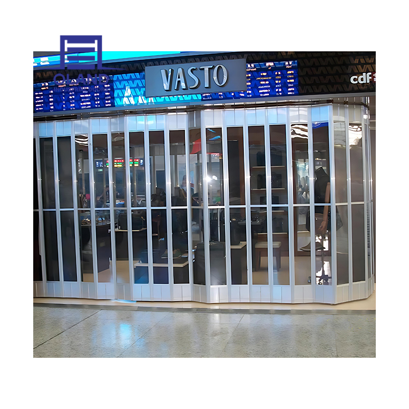 Commercial Mall Invisible Shopfront Modern Aluminum Security Door Acrylic Folding Gate Transparent PC Garage Anti-theft Store