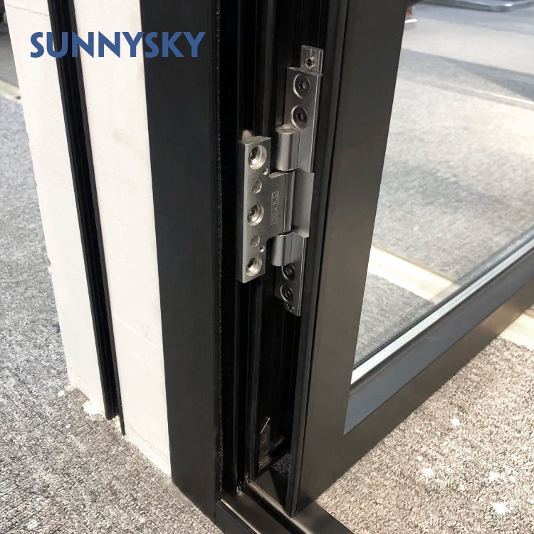 Sunnysky NFRC Customizable Etched Glass Windows Aluminum Clad Wood Bevelled Glass Window and Door