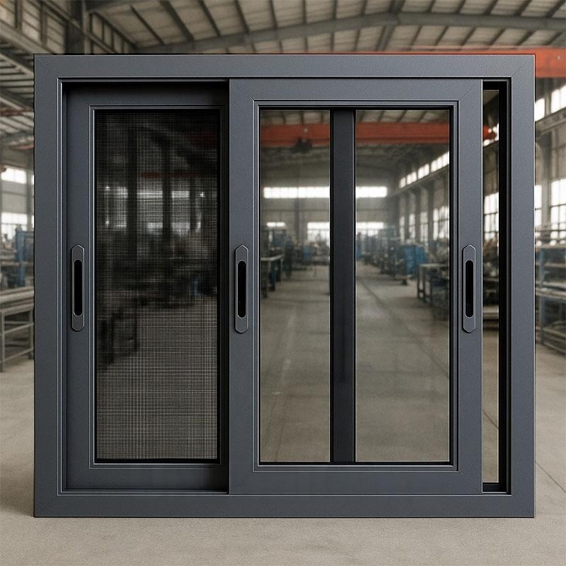 Modern Aluminum Alloy Sliding Windows Double Tempered Glazed Stainless Steel Screen Energy Star Qualified Exterior Kitchen