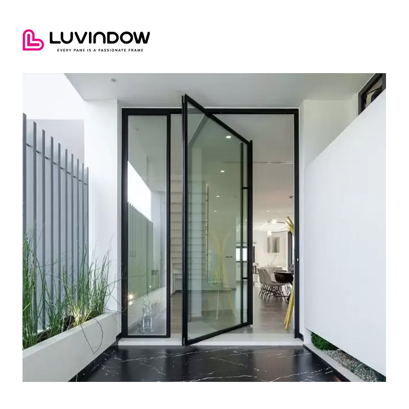 Modern Aesthetic Built To Last Low Maintenance Thermal Break Aluminum Glass Pivot Door For Luxury Villa Exterior Entry Hotel Use