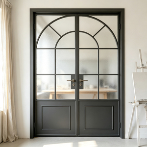 Magnetic Close Anti-Pinch Frosted Privacy French Casement Flush Door