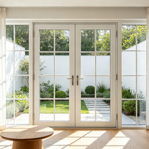 Wholesale Grille Soundproof Windproof Sealed Moisture-Proof Aluminum Glass French Casement Door For Bedroom