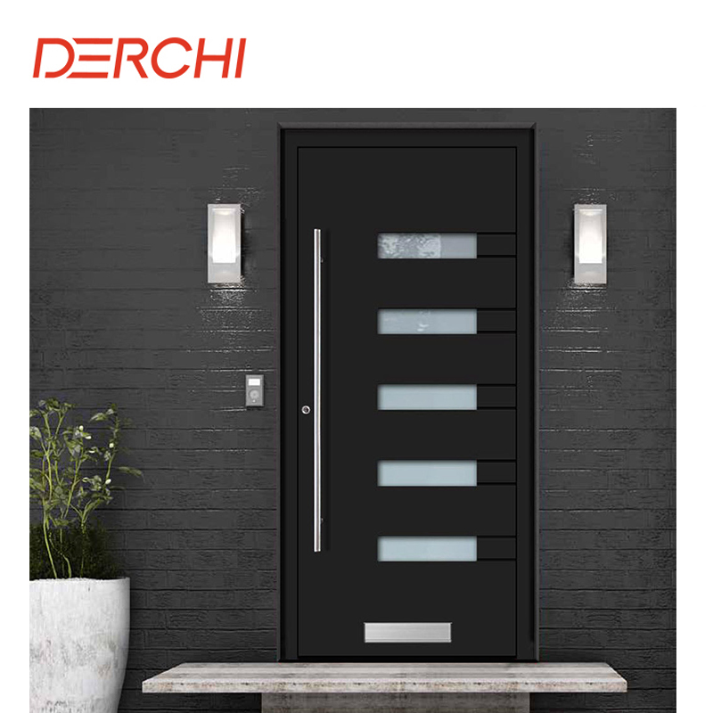 DERCHI Entrance Pivot Door Aluminum Exterior Large Front Double Doors for Houses Modern Thermal Break Security Entry Doors