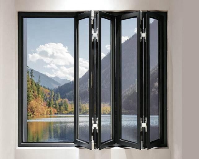 Hot Sales Folding Double Tempered Glass Aluminium windows Multi Fold -up Window Hurricane Proof Folding Windows