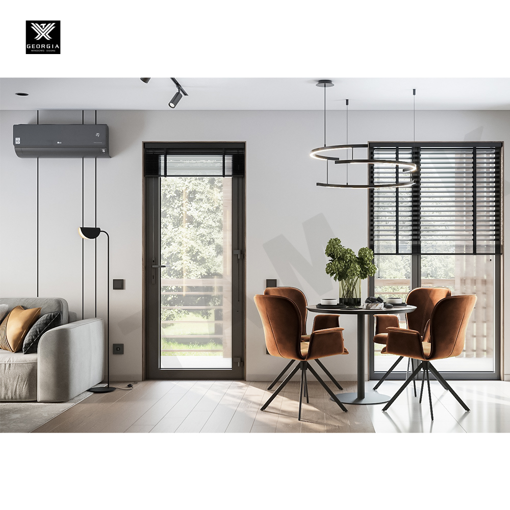 Thermal Break Aluminum Profile Patio Door with Tempered Glass Single Swing Casement Interior Doors for Houses