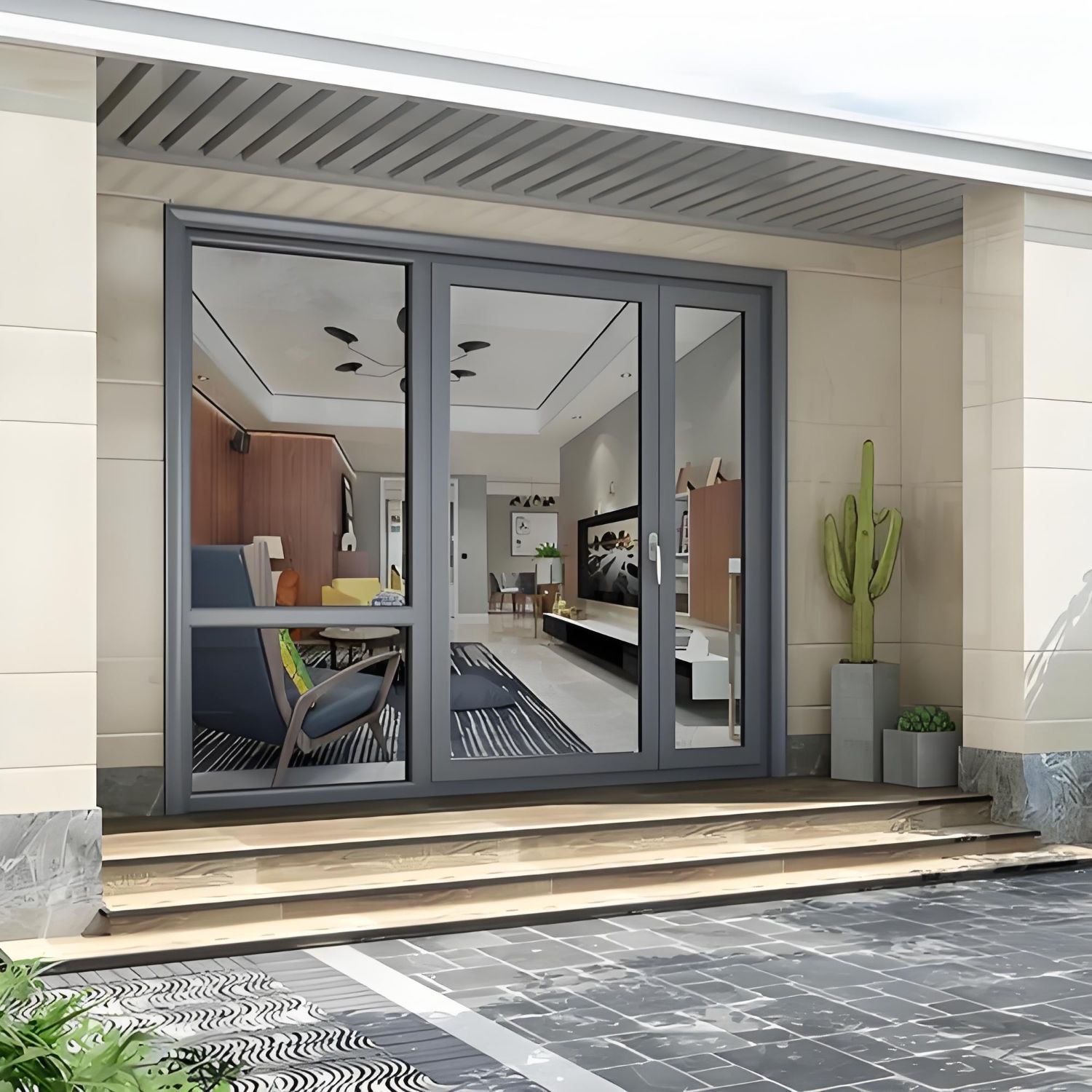 Aluminum Sliding Door Double Glazing Tempered Glass Waterproof Soundproof Two-Track Interior Modern Design Wine Cellar Hotel