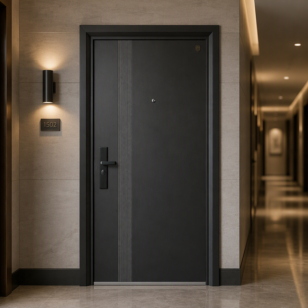 Modern Style Steel Entrance Door Finished Anti-theft Security Door Commercial Apartment Entry Side Opening Exterior Fire Garden