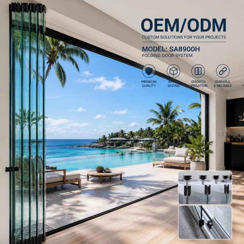Panoramic Frameless Folding Glass Window Aluminum BiFold Window System for Balcony Patio Villa