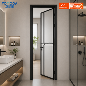 Slim Aluminum Frame Frosted Glass Bathroom Door
