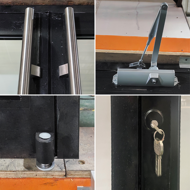 Factory Customized Colors Aluminum Commercial Door Double Glazing Thermal Insulation Exterior Commercial Doors For Shop
