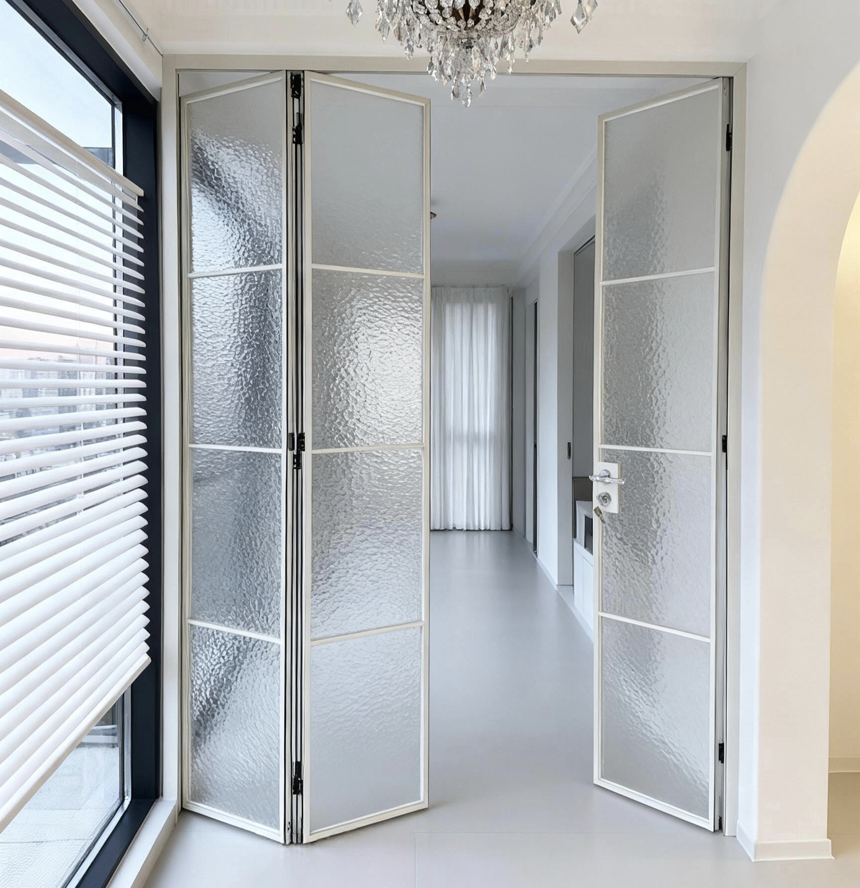 Exquisite Thermal Sound Insulation Aluminium Alloy Foldable Bi-fold French Doors Double Tempered Glass Stable Villa Hotel