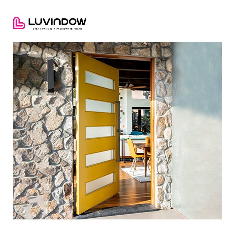 Modern Pivot Aluminum Door Glass Front Villa Entry US Made Thermal Break Energy Efficient