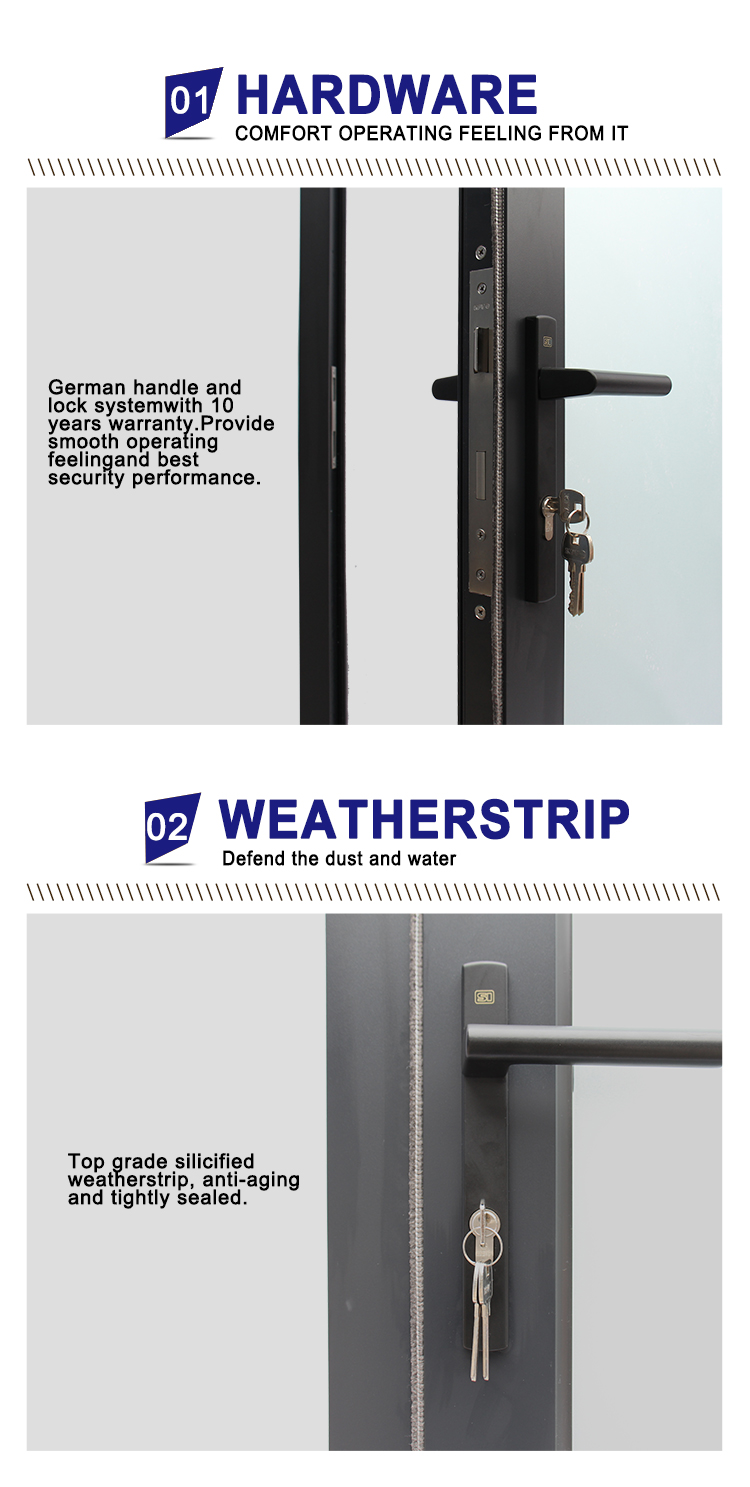 Commercial Glass Entry Doors NFRC Certified Aluminum Frame Energy Efficient Storefront Entrance Door Custom Size