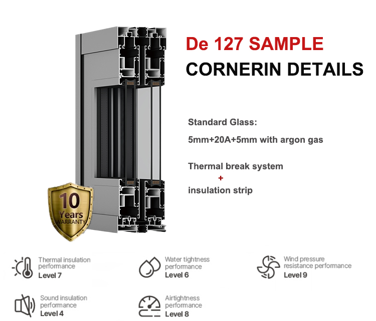 Deezon NFRC Moden Slim Frame Black Aluminum Double Glazed Tempered Glass Patio Sliding Door Hurricane Impact Sliding Patio Doors