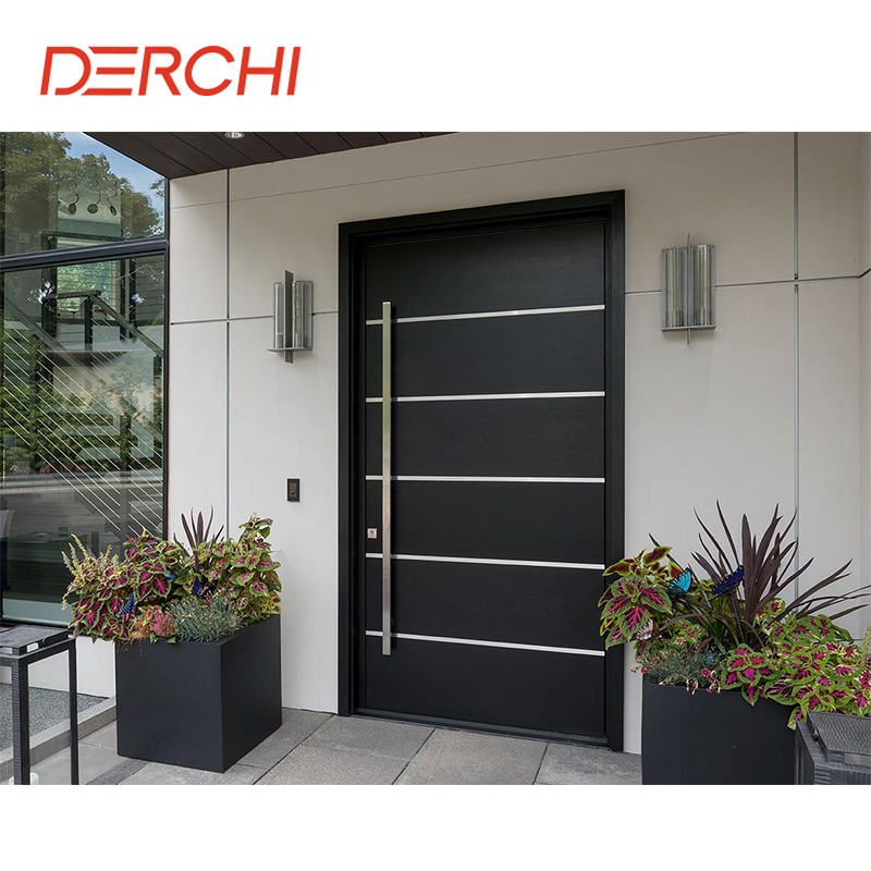 DERCHI Entrance Pivot Door Aluminum Exterior Large Front Double Doors for Houses Modern Thermal Break Security Entry Doors