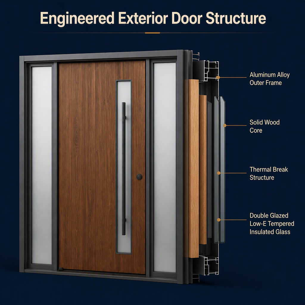 CE Certified Aluminum Clad Wood Pivot Door Solid Core Thermal Break Exterior Entry Door for Modern Villa