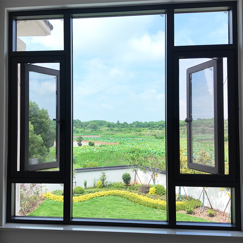 Aluminum Swing Modern Design Window with All Accessories Handle Hinges Lock Security Grill for Villa House Home