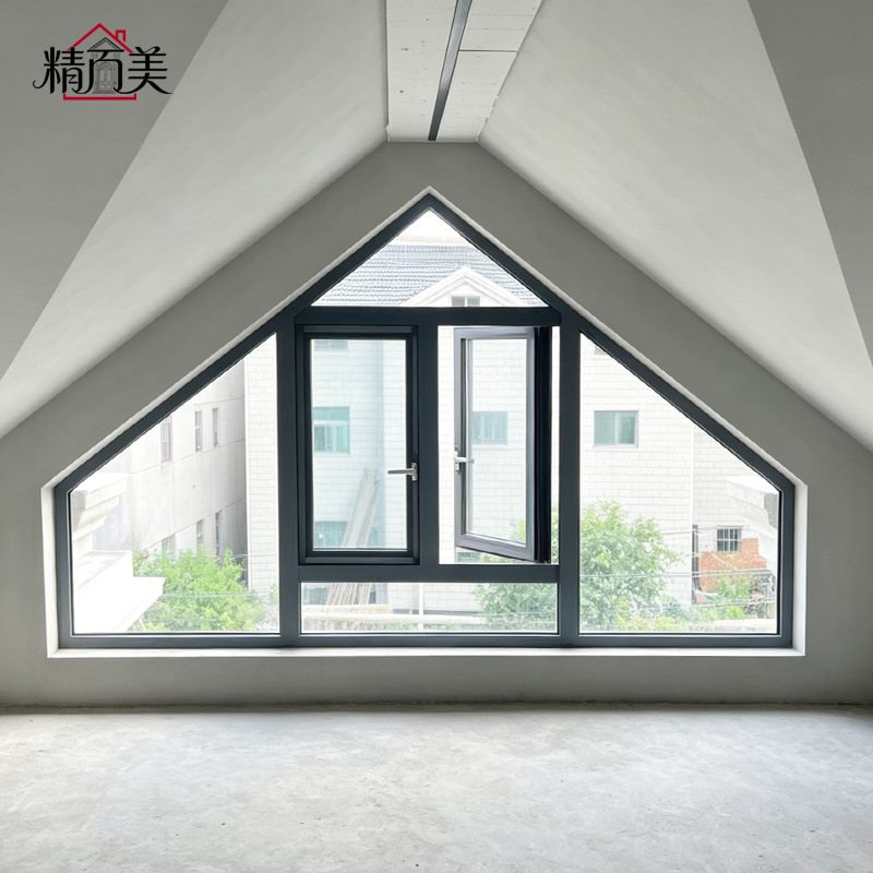 Pentagon Custom Drawing Aluminum Shaped Window Pitched Roof Attic Peak Head Airtight Panel for Stairwell Landing Under Eaves