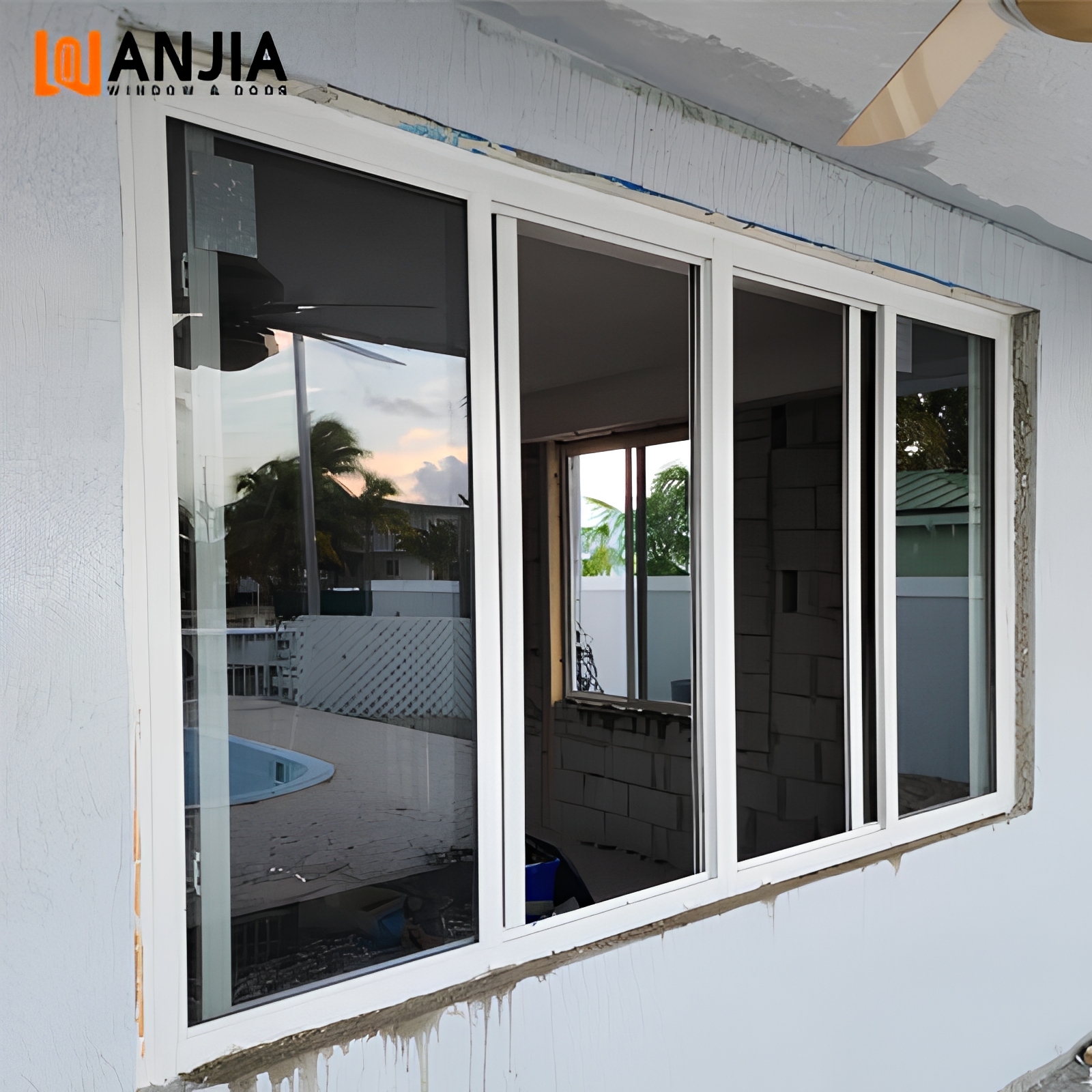 High Quality Hurricane Impact Soundproof PVC Sliding Window Balcony Exterior UPVC Glass Sliding Window