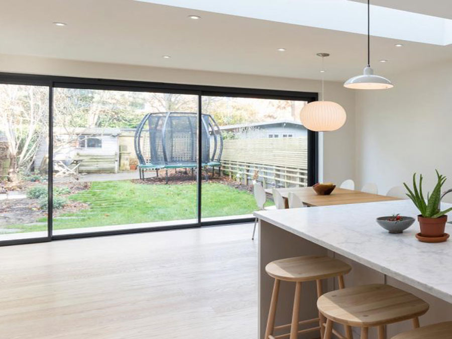 Exterior Conceal Stacking Sliding Patio Door Large Double Tempered Aluminumdoor Hidden Glass Pocket Slide Doors Inside