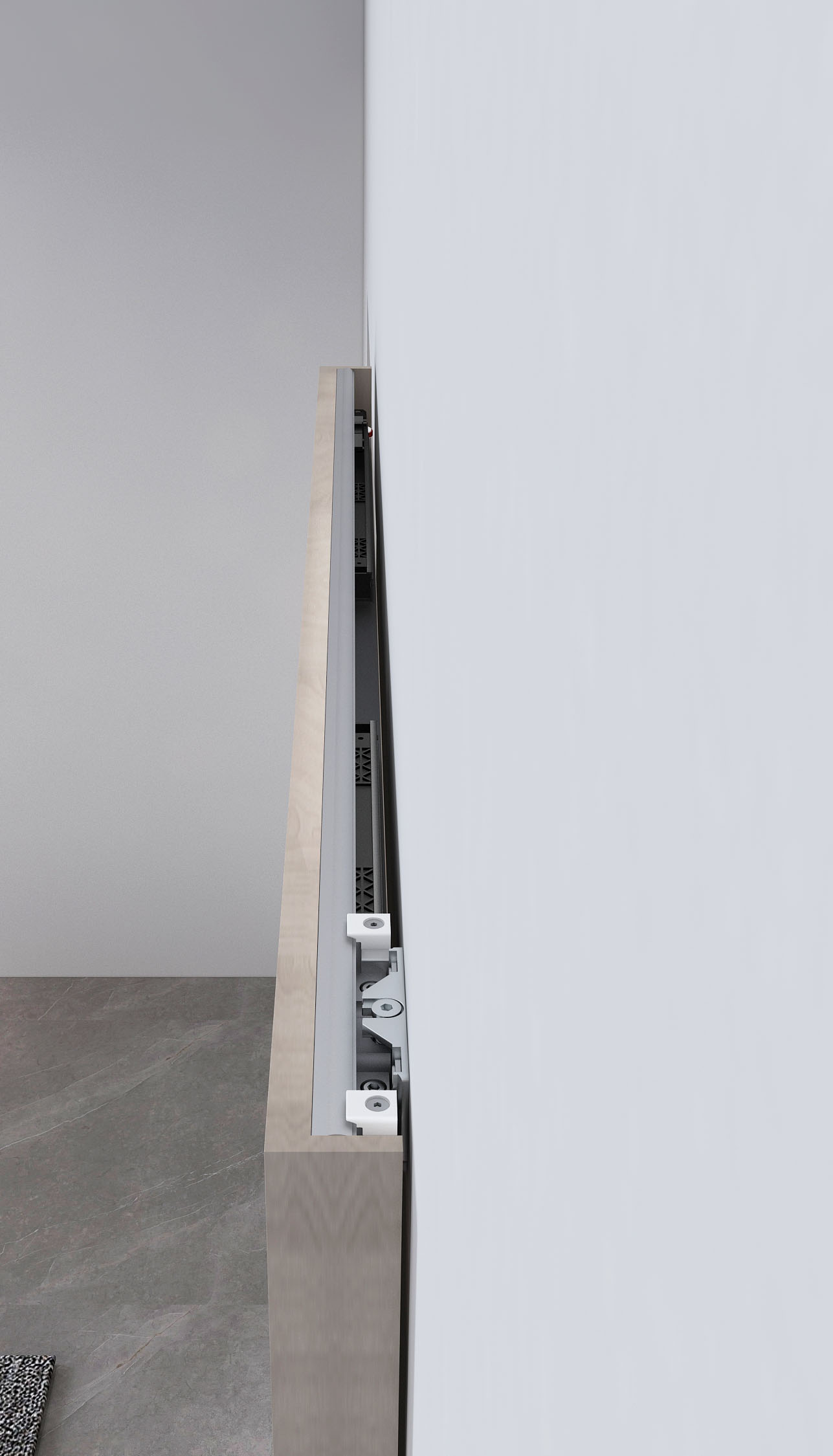 Modern Interior Door Invisible Installation Finished Aluminum Profile Hydraulic Wooden Sliding Door System